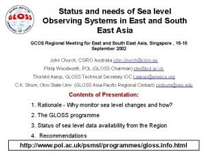 Status and needs of Sea level Observing Systems