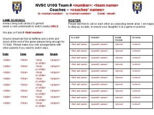 NVSC U 10 G Team number team name