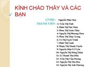 KNH CHO THY V CC BN GVHD Nguyn