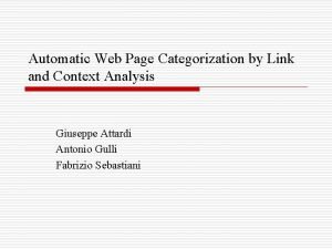 Web page categorization