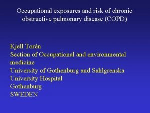 Occupational exposures and risk of chronic obstructive pulmonary