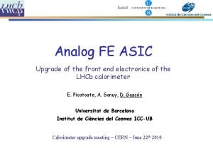 Analog FE ASIC Upgrade of the front end