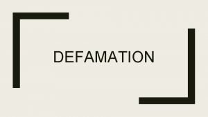 Example of defamation Example of defamation