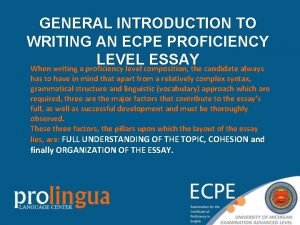 Ecpe essay writing