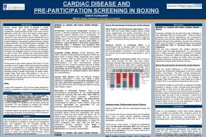 CARDIAC DISEASE AND PREPARTICIPATION SCREENING IN BOXING Daniel