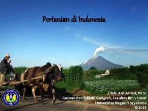 Pertanian di Indonesia Oleh Arif Ashari M Sc