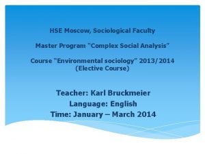HSE Moscow Sociological Faculty Master Program Complex Social