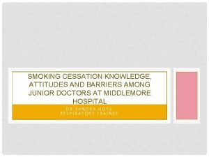 SMOKING CESSATION KNOWLEDGE ATTITUDES AND BARRIERS AMONG JUNIOR