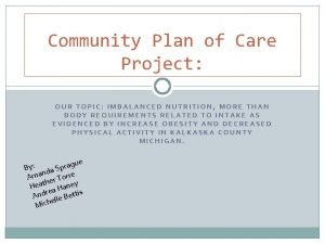 Community Plan of Care Project OUR TOPIC IMBALANCED