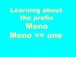 What is the prefix of mono