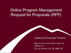 Online Program Management Request for Proposals RFP Update