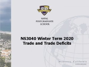 NS 3040 Winter Term 2020 Trade and Trade