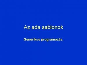 Generikus programozás