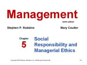 Management tenth edition Stephen P Robbins Chapter 5
