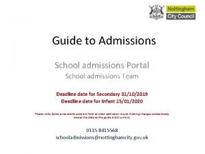 Guide to Admissions School admissions Portal School admissions