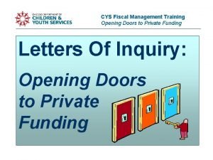 CYS Fiscal Management Training Opening Doors to Private