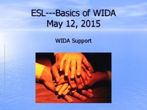 ESLBasics of WIDA May 12 2015 WIDA Support