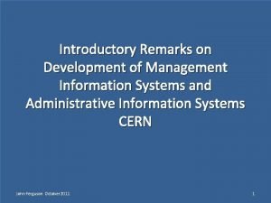 Introductory Remarks on Development of Management Information Systems