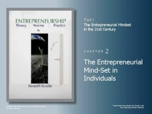 Part I The Entrepreneurial Mindset in the 21