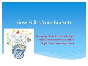 How Full is Your Bucket Developing Student Leaders