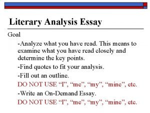 Analytical essay