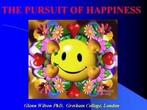THE PURSUIT OF HAPPINESS Glenn Wilson Ph D