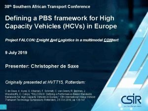 38 th Southern African Transport Conference Defining a