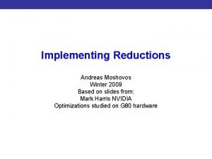 Implementing Reductions Introduction to CUDA Programming Andreas Moshovos