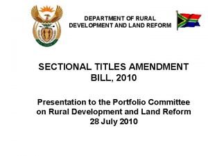 DEPARTMENT OF RURAL DEVELOPMENT AND LAND REFORM SECTIONAL