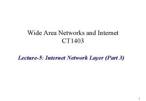 Wide Area Networks and Internet CT 1403 Lecture5