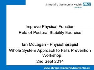 Improve Physical Function Role of Postural Stability Exercise