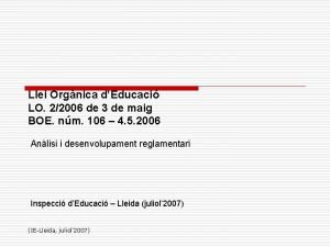 Llei Orgnica dEducaci LO 22006 de 3 de