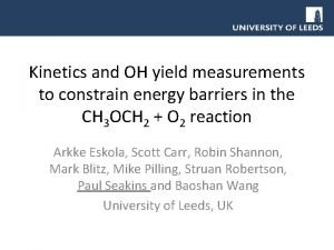 Kinetics and OH yield measurements to constrain energy