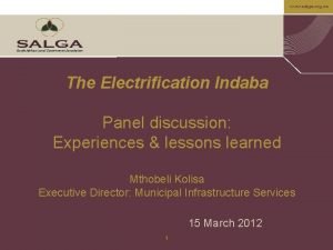 www salga org za The Electrification Indaba Panel