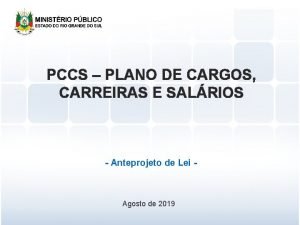 PCCS PLANO DE CARGOS CARREIRAS E SALRIOS Anteprojeto