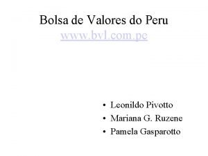 Bolsa de Valores do Peru www bvl com