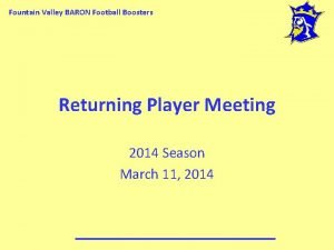 Fountain Valley BARON Football Boosters Returning Player Meeting