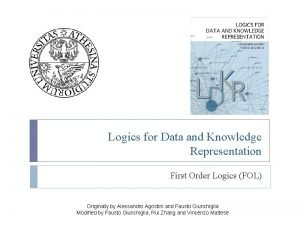 Logics for Data and Knowledge Representation First Order