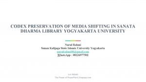 CODEX PRESERVATION OF MEDIA SHIFTING IN SANATA DHARMA