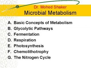 Dr Mohed Shaker Microbial Metabolism A B C