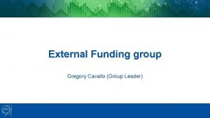 External Funding group Gregory Cavallo Group Leader External