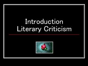 Lit crit Lit crit