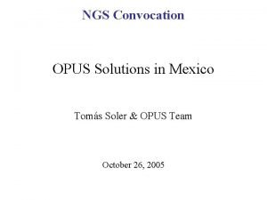 Ngs opus Ngs opus