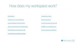 How does my workspace work Introduction Create documents