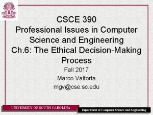 CSCE 390 Professional Issues in Computer Science and