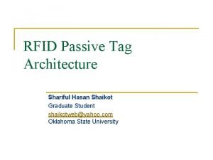 RFID Passive Tag Architecture Shariful Hasan Shaikot Graduate