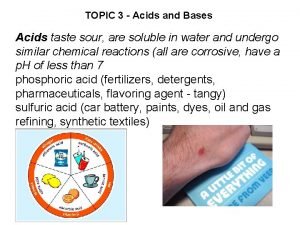 TOPIC 3 Acids and Bases Acids taste sour