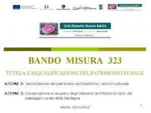 BANDO MISURA 323 TUTELA E RIQUALIFICAZIONE DEL PATRIMONIO