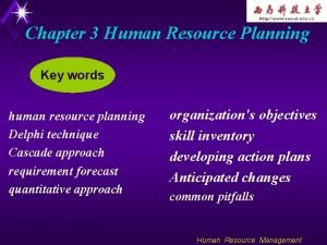 Chapter 3 Human Resource Planning Key words human