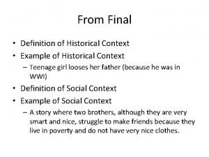 Context history definition